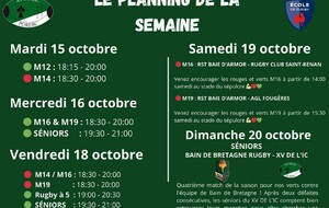 Planning de la semaine 