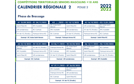 Calendrier rencontres 2022/2023